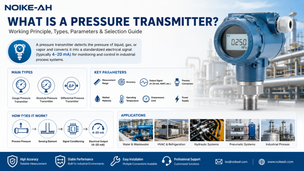 What Is a Pressure Transmitter? Working Principle, Types, Parameters & Selection Guide