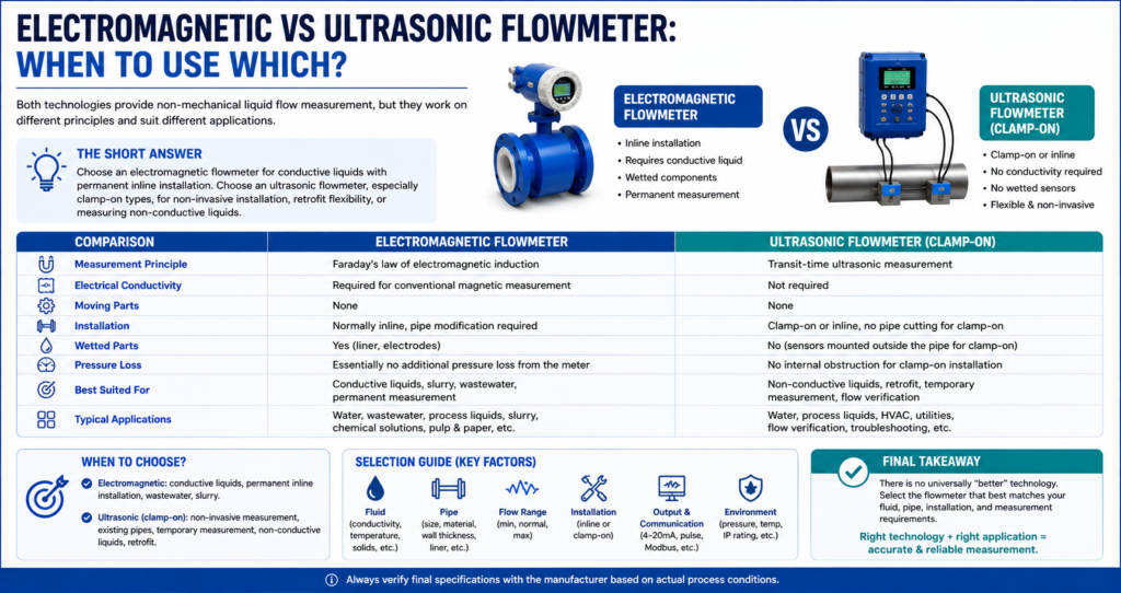 NOIKE-AH Electromagnetic vs Ultrasonic Flowmeter