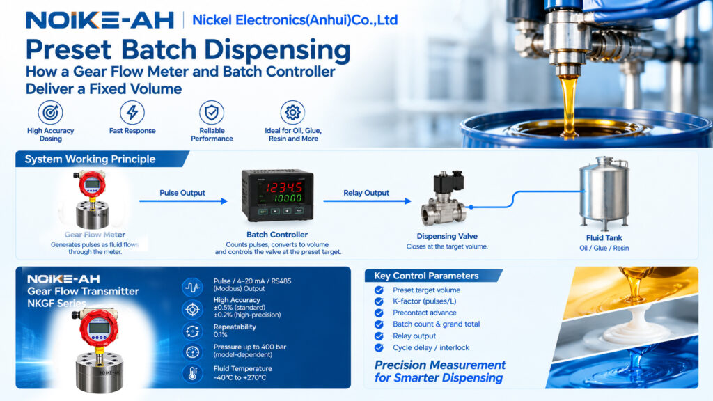 Preset Batch Dispensing: How a Gear Flow Meter and Batch Controller Deliver a Fixed Volume (Gear flow meter batch dispensing)